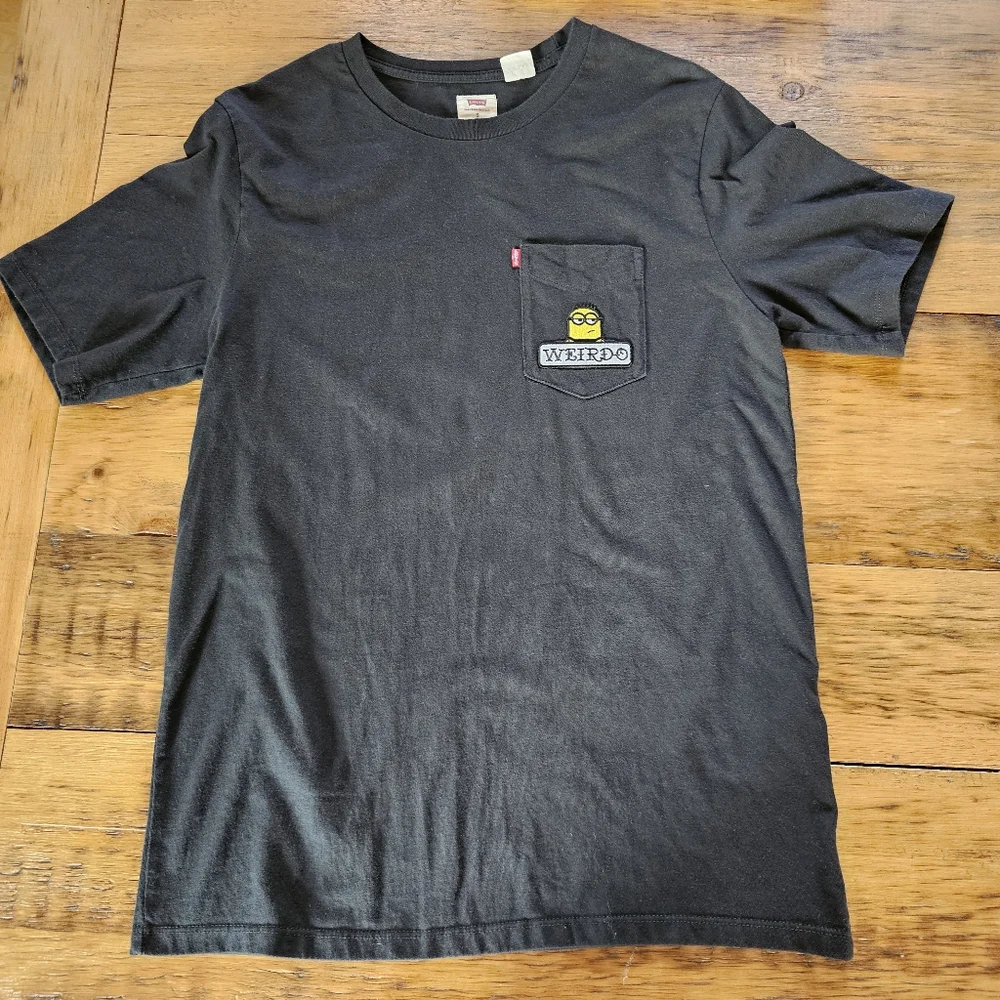 Levi's Black Cotton Pocket T Shirt Minion Weirdo Size S